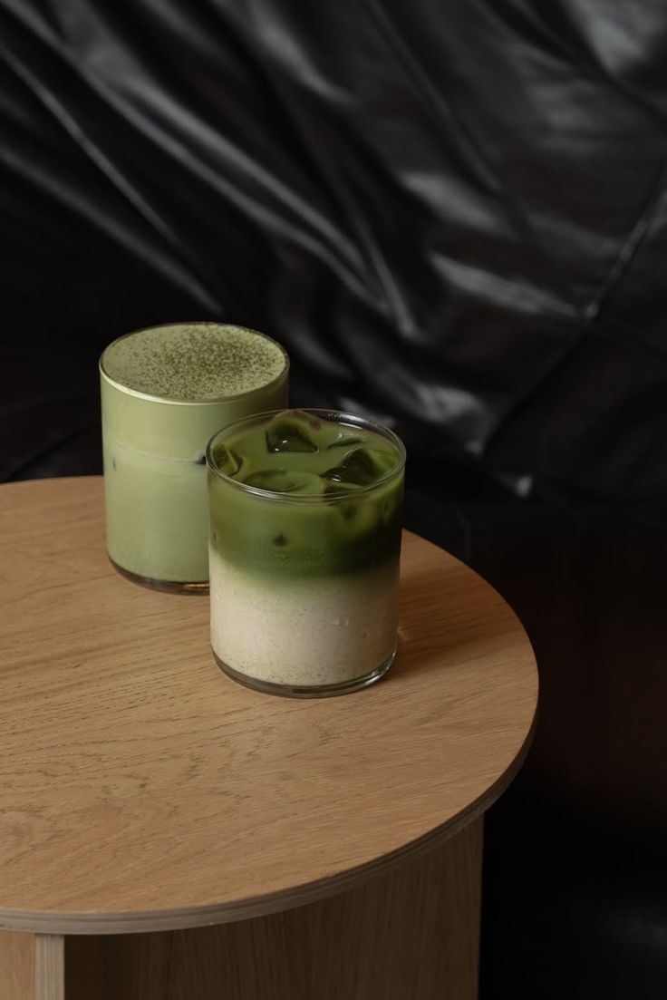 Matcha latte served at the Frank's Market coffee shop